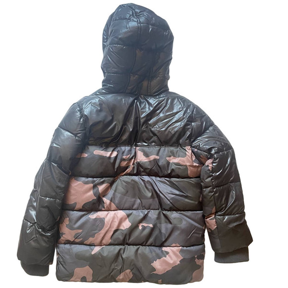 Michael Kors Black and Tan Hooded Camo Puffer Coat • Size 5/6 🗣 - Picture 3 of 3